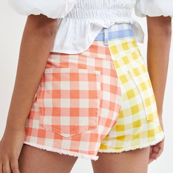 Anthropologie Farm Rio Gingham Denim Shorts - Picture 2 of 3